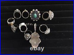 1 lot Sterling silver mostly rings all marked sterling great deal 116 grams