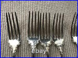 11 OLD MARK Gorham Sterling Silver Strasbourg 7 DINNER FORKS w. Monogram LOVELY