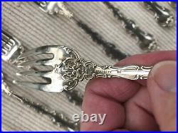 11 OLD MARK Gorham Sterling Silver Strasbourg 7 DINNER FORKS w. Monogram LOVELY