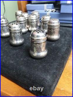 11 Salt and Pepper Shakers All Sterling silver Mark 7714 Sterling On Bottom
