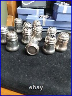11 Salt and Pepper Shakers All Sterling silver Mark 7714 Sterling On Bottom