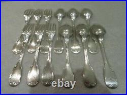 1819 1838 french sterling silver 12p dinner cutlery set Vieillard Mark 18th c st