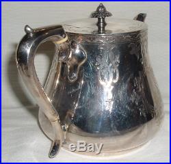 1850s D. B Maker Mark STERLING Silver LOW TEA POT 25.7 Oz Matches Other 2 G. W Pcs