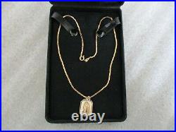 18KT & STERLING SILVER MOTHER MARY PENDANT With INTERLINK CHAIN 16 NECKLACE 4.79g