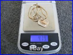 18KT & STERLING SILVER MOTHER MARY PENDANT With INTERLINK CHAIN 16 NECKLACE 4.79g