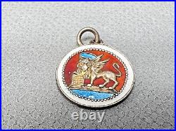 1900 Antique Saint Mark Venice Winged Lion Sterling Silver Enamel Charm Pendant