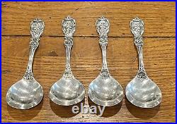 1907 Francis Ist Sterling Silver 5 7/8 CREAM SOUP SPOONS Set of 4 Old Mark