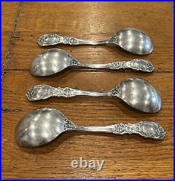 1907 Francis Ist Sterling Silver 5 7/8 CREAM SOUP SPOONS Set of 4 Old Mark