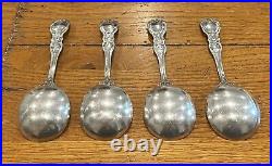 1907 Francis Ist Sterling Silver 5 7/8 CREAM SOUP SPOONS Set of 4 Old Mark