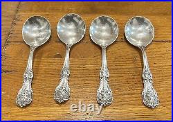 1907 Francis Ist Sterling Silver 5 7/8 CREAM SOUP SPOONS Set of 4 Old Mark