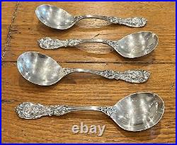 1907 Francis Ist Sterling Silver 5 7/8 CREAM SOUP SPOONS Set of 4 Old Mark