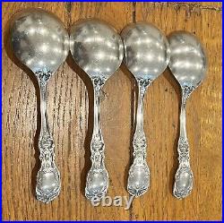 1907 Francis Ist Sterling Silver 5 7/8 CREAM SOUP SPOONS Set of 4 Old Mark