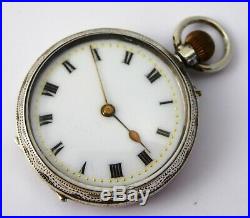 1915 Sterling Silver Swiss Pocket Watch London Silver Import Marks Needs Work