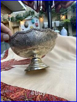 1920's Persian Repousse Sterling Silver Stem Bowl Tazza Compote Marked 234 Gram