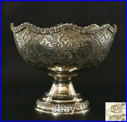 1920's Persian Repousse Sterling Silver Stem Bowl Tazza Compote Marked 274 Gram