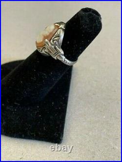 1920's Uncas Sterling Silver Cameo Ring Marked Sterling size 5