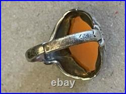 1920's Uncas Sterling Silver Cameo Ring Marked Sterling size 5
