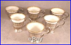 1920s Set of 6 Watson Demitasse Cups & 6 Lenox Inserts Sterling Silver Marked