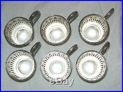 1920s Set of 6 Watson Demitasse Cups & 6 Lenox Inserts Sterling Silver Marked