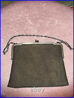 1920s Sterling Silver Mesh Purse 8.99 Ounces marked 800 Art Deco Vintage Antique