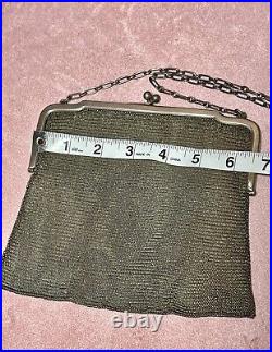 1920s Sterling Silver Mesh Purse 8.99 Ounces marked 800 Art Deco Vintage Antique