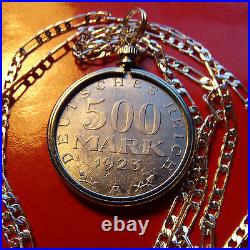 1923 GERMAN EAGLE 500 MARK Coin Pendant on a 20.925 Sterling Silver Chain