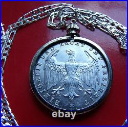 1923 GERMAN EAGLE 500 MARK Coin Weimar Pendant on 28 925 STERLING SILVER CHAIN