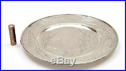 1930's Chinese Export Sterling Silver Plate Dish with Bamboo Motif Marked