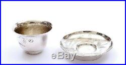 1930's Chinese Sterling Silver Flower Wine Tea Cup & Saucer Marked