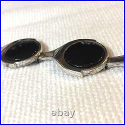 1940's STERLING SILVER & ONYX BRACELET TAXCO MEXICO marked & signed FS