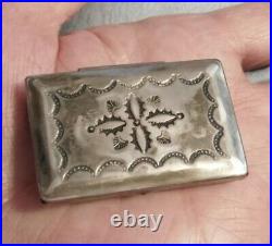 1940 silver pill box marked HAND MADE BY INDIANS