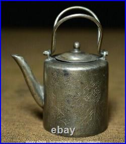 2.4 Chinese Marked Sterling Silver handle fish Take Wine Tea Pot Flagon