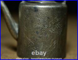 2.4 Chinese Marked Sterling Silver handle fish Take Wine Tea Pot Flagon