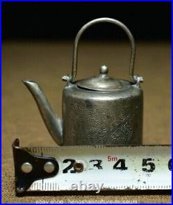 2.4 Chinese Marked Sterling Silver handle fish Take Wine Tea Pot Flagon