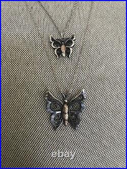 2 Black Hills Gold Sterling Butterfly 12k Leaves 20 /18 925 Chain Coleman QVC