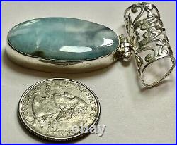 2 Sterling Silver And Larimar Pendant Marked Spj 925