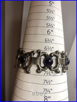 2. Vintage Marked Sterling Silver 925 Amethyst Linked bracelet 34.7g, 7 Mexico