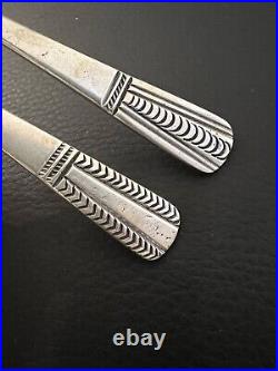 2 Vintage Sterling Silver Native American Long Stamped Design Spoons Marked RTT