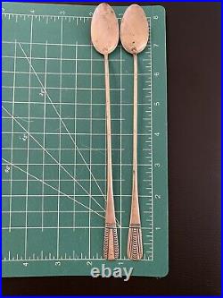 2 Vintage Sterling Silver Native American Long Stamped Design Spoons Marked RTT