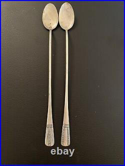 2 Vintage Sterling Silver Native American Long Stamped Design Spoons Marked RTT