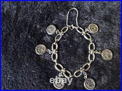 # 205-vintage Sterling Silver Charm Bracelet Marked Silver-old