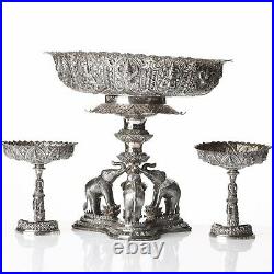 2170 Grams Antique Solid Silver Siam Thai Thailand Garniture Chinese Mark 1900