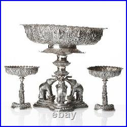 2170 Grams Antique Solid Silver Siam Thai Thailand Garniture Chinese Mark 1900