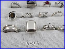 28 Piece Sterling Silver Ring Lot, All Marked, 194 Grams