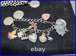 3 Vintage Sterling Silver Charm Bracelets & Charms 86g All Marked/Tested