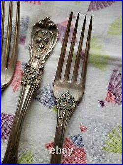 4 Reed & Barton FRANCIS I Sterling Silver 7 1/4 Dinner Forks Old Mark No Mono's