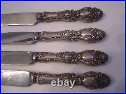 4 Wallace Sterling Silver Knives Marked Sterling 9 1/4 Long Jc-8