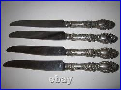 4 Wallace Sterling Silver Knives Marked Sterling 9 1/4 Long Jc-8