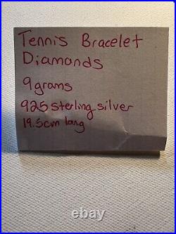 42 Round Diamond Tennis Bracelet 925 Sterling Silver Box Clasp Marked CG