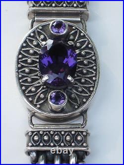 $ 450 Peggy V Designer Amethyst Bracelet Marked 925 N Small